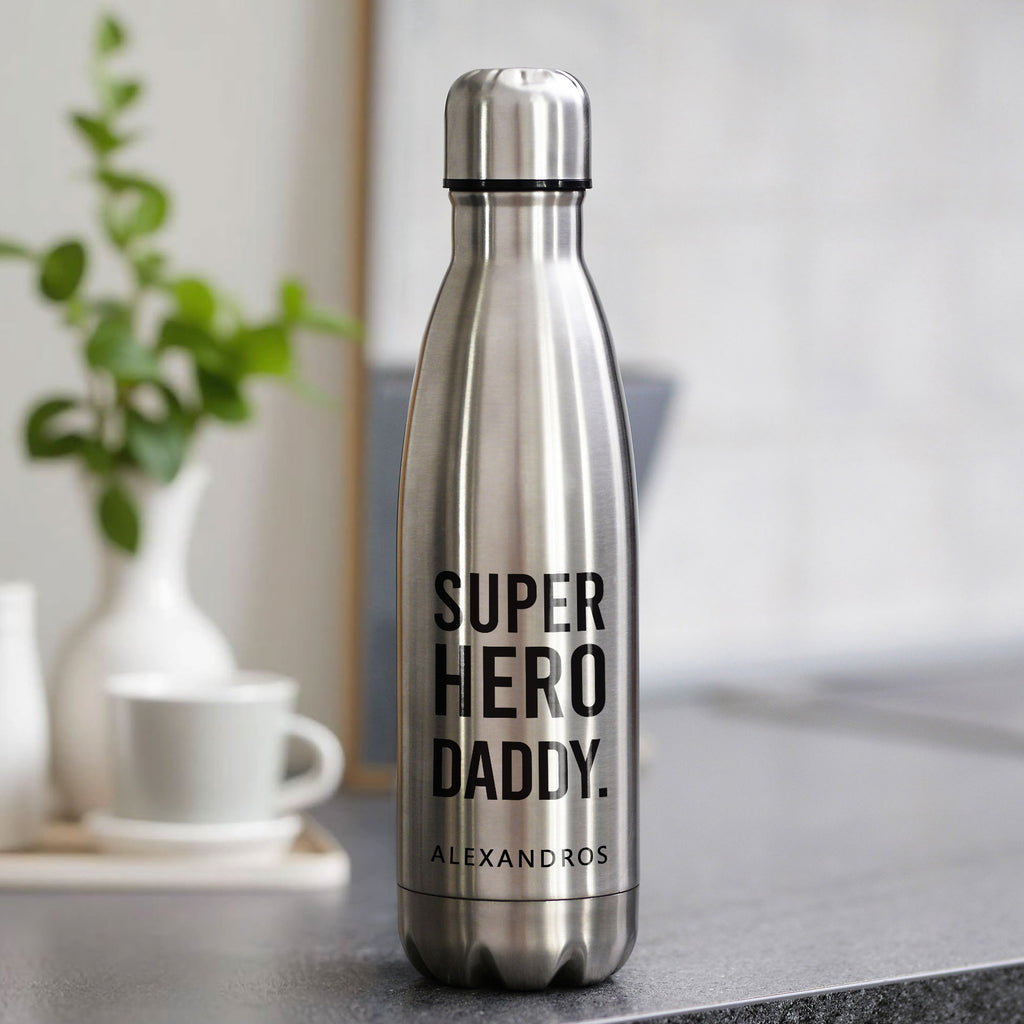 Superhero Daddy - Silver Bowling Bottle 500ml - GOTShirts