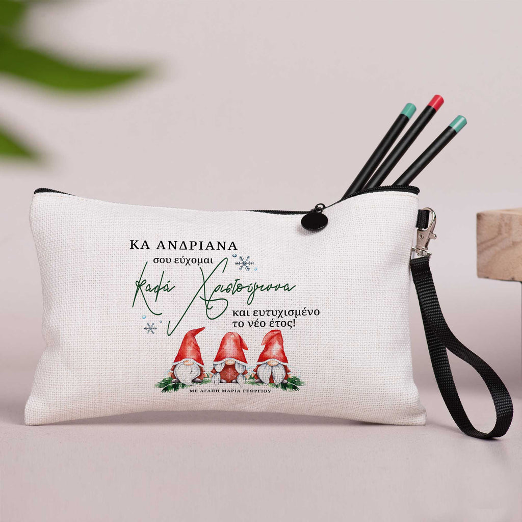 Christmas Gnomes - Linen Pencil Case - GOTShirts