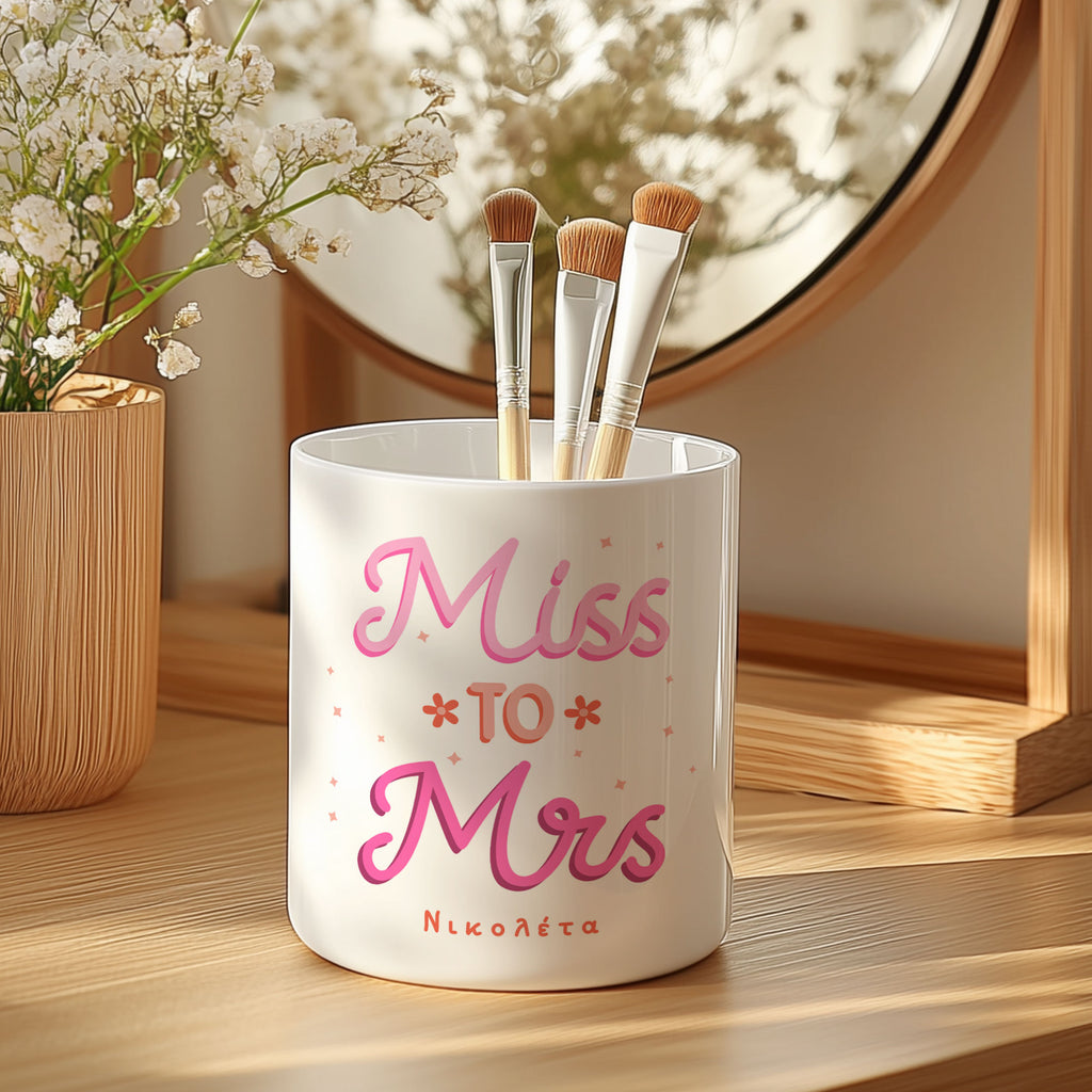 Miss To Mrs - Ceramic Makeup Brush Holder - GOTShirts