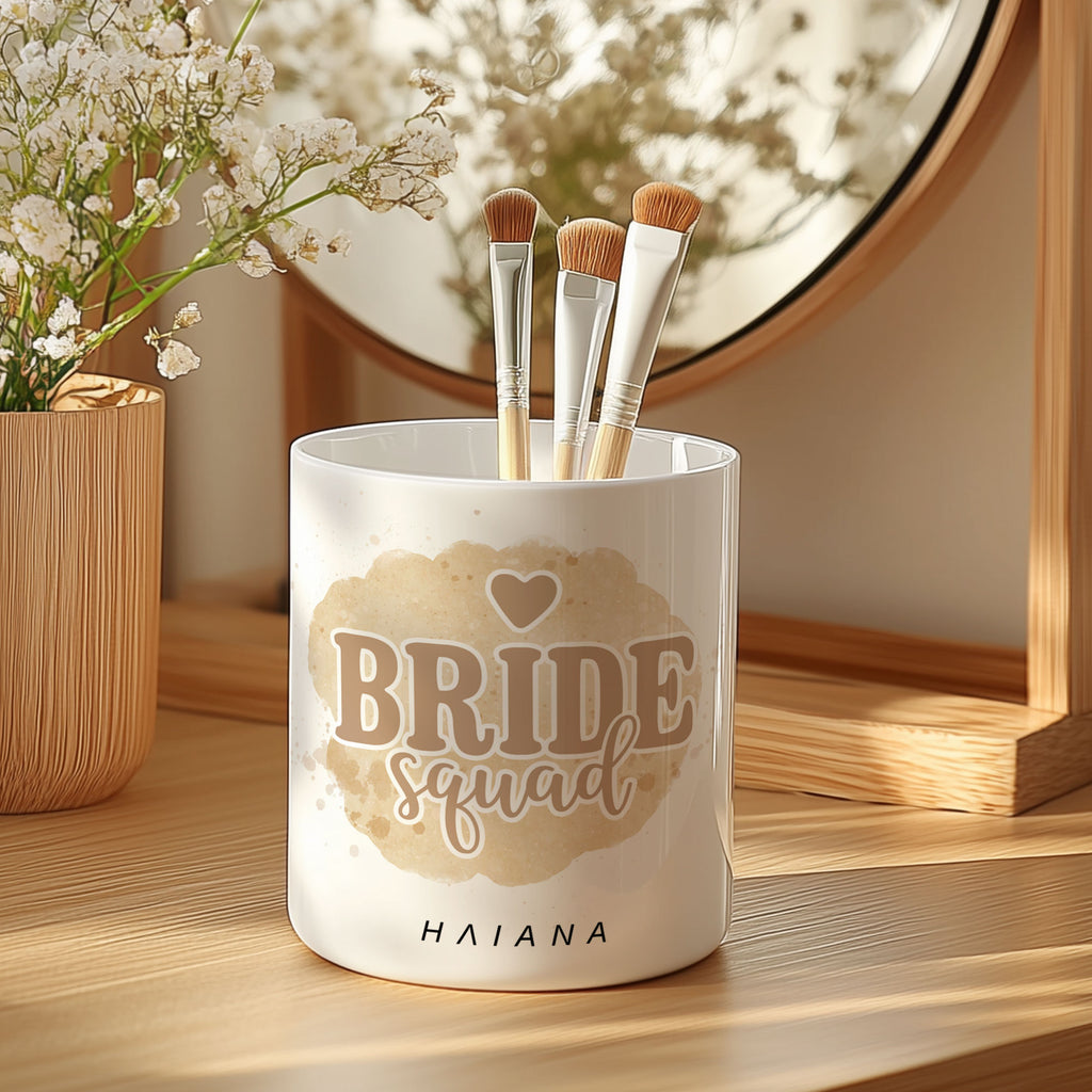 Watercolor Bride Squad - Ceramic Makeup Brush Holder - GOTShirts