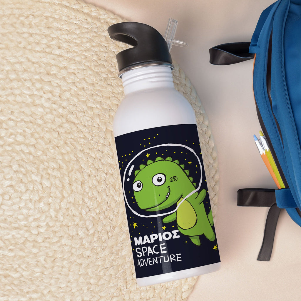 Dinosaur In Space - Stainless Steel Water Bottle 600ml - GOTShirts