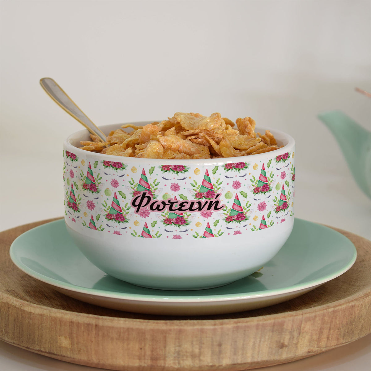 Christmas Unicorn - Personalized Ceramic Bowl - GOTShirts