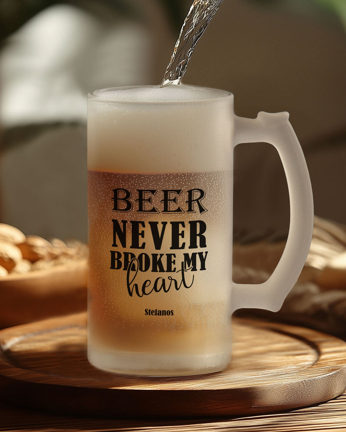 Beer Never Broke My Heart - Frosted Beer Glass - GOTShirts
