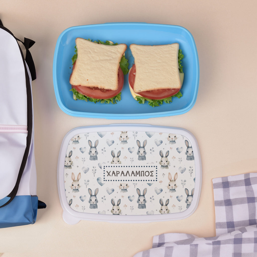 Vintage Bunny Pattern - Plastic Lunch Box