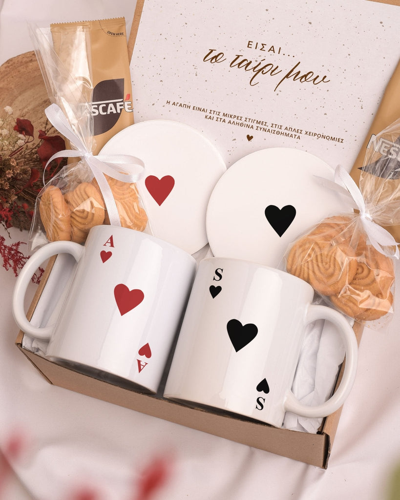 Deck Cards Initials - Ceramic Mug 11oz & Coaster Gift Box - GOTShirts