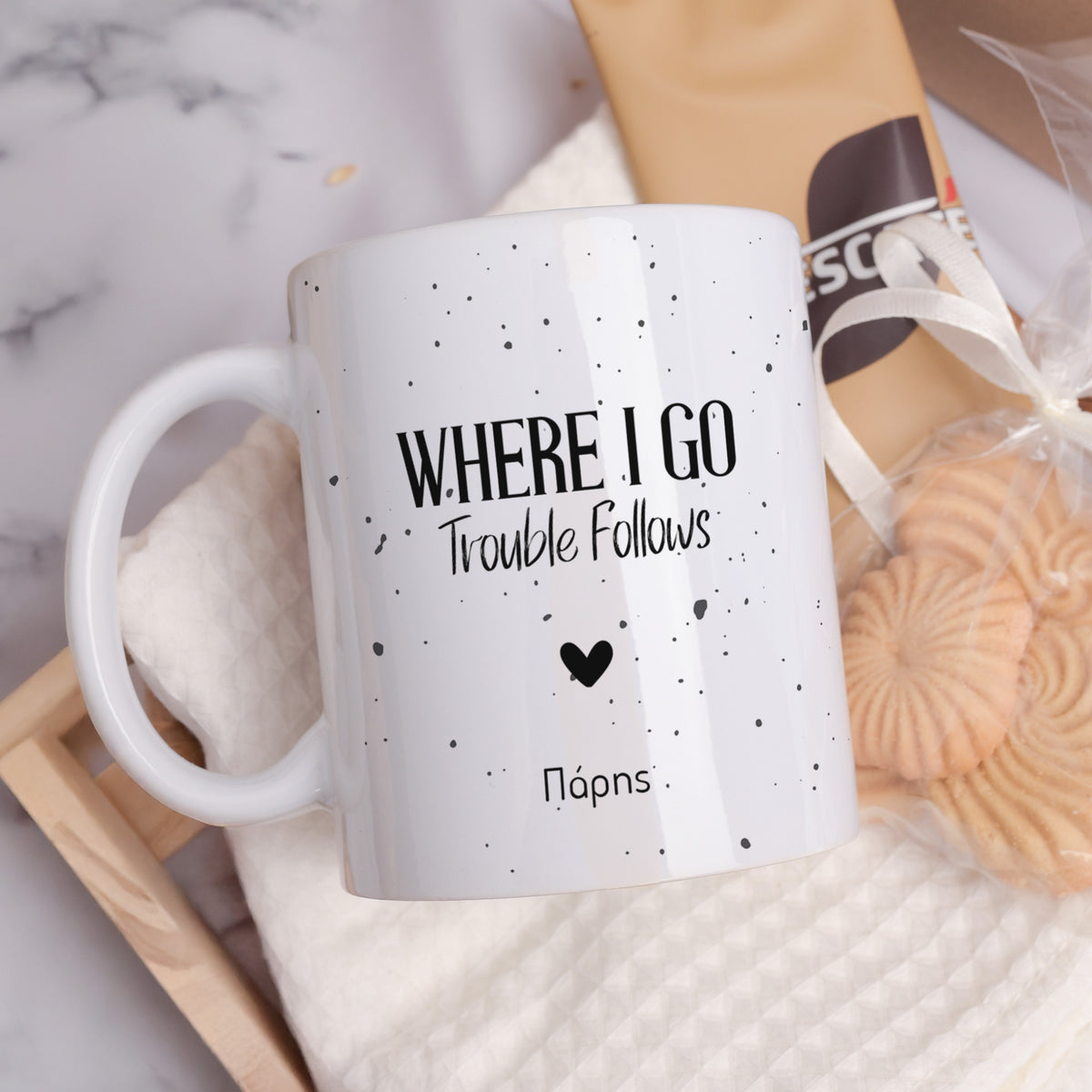 Where I Go Trouble Follows - Ceramic Mug 11oz & Coaster Gift Box - GOTShirts