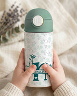 Spring Initial & Name Petrol - Double Wall Bottle & Pouch Gift Set - GOTShirts