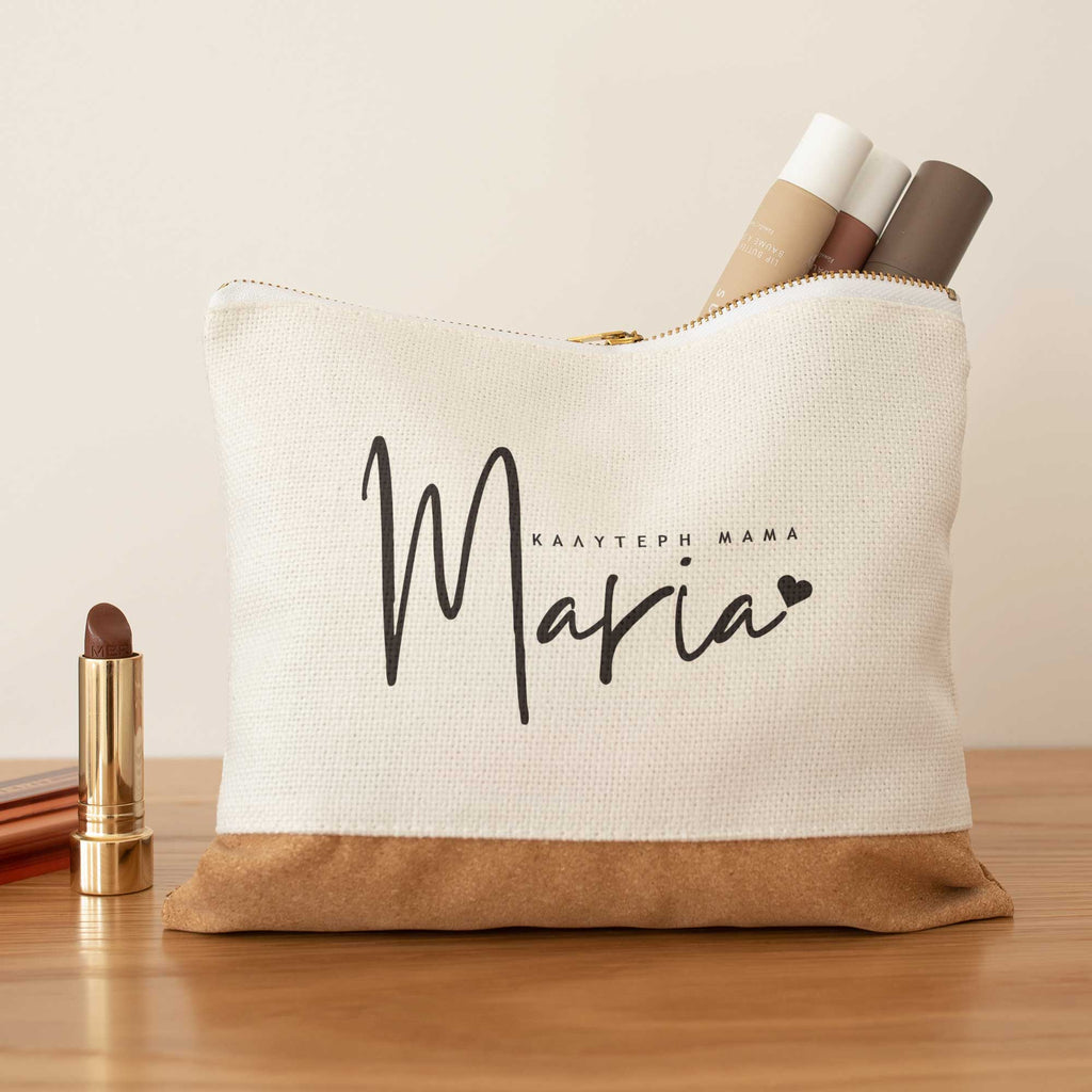 Best Mom - Linen Makeup Bag With Cork - GOTShirts
