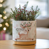 Ceramic Flower Pot With Bamboo Base