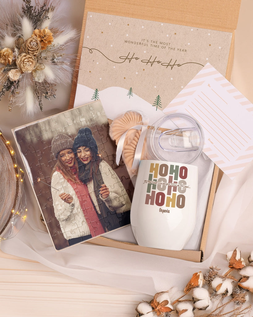 Ho Ho Ho - Magnetic Puzzle & Wine Mug Gift Box - GOTShirts