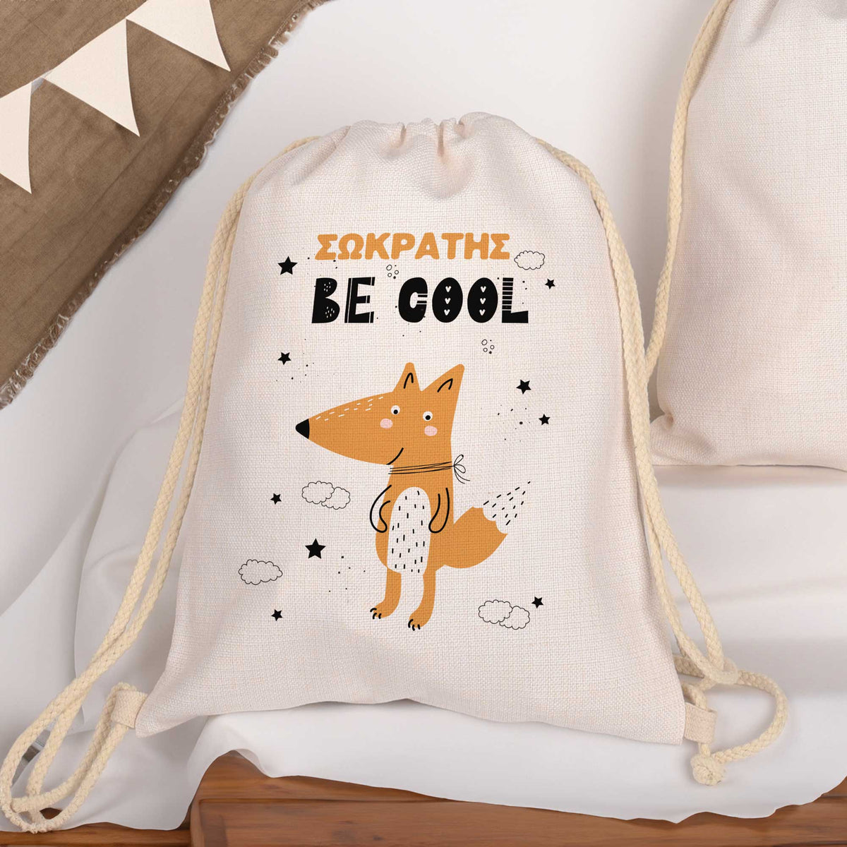Orange Fox - Drawstring Bag Linen - GOTShirts