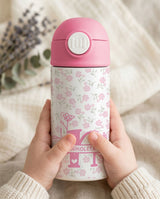 Spring Initial & Name - Double Wall Colored Water Bottle - GOTShirts