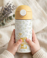 Spring Initial & Name - Double Wall Colored Water Bottle - GOTShirts
