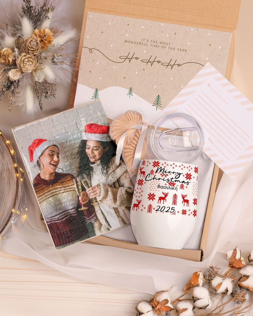 Merry Christmas - Magnetic Puzzle & Wine Mug Gift Box - GOTShirts