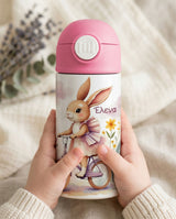 Bunny On A Bike - Double Wall Bottle & Pouch Gift Set