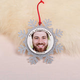 Merry Christmas Dad Photo - Glitter Snowflake Ornament - GOTShirts