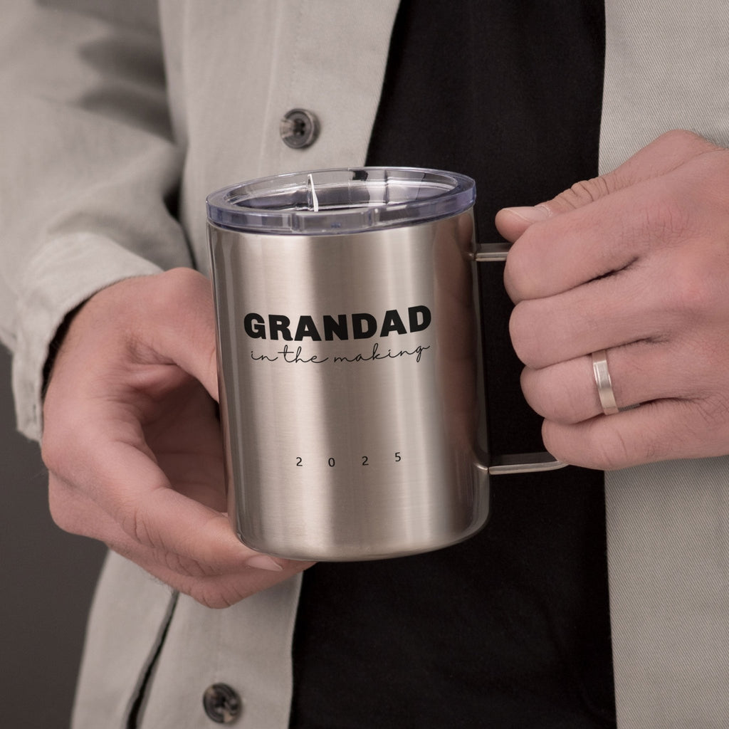 Grandad In The Making - Silver Stainless Steel Mug With Handle - GOTShirts