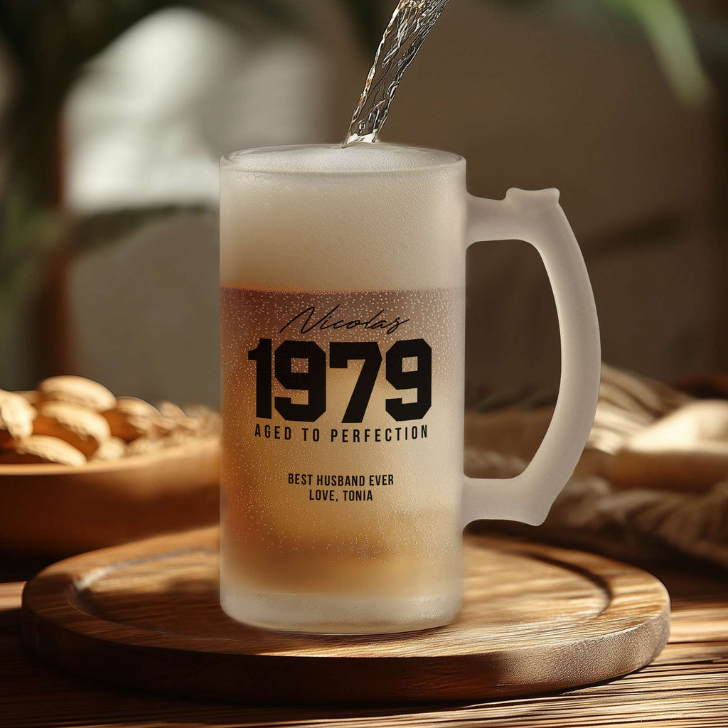 Aged To Perfection - Frosted Beer Glass - GOTShirts
