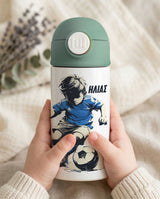 Football Blue - Double Wall Bottle & Pouch Gift Set