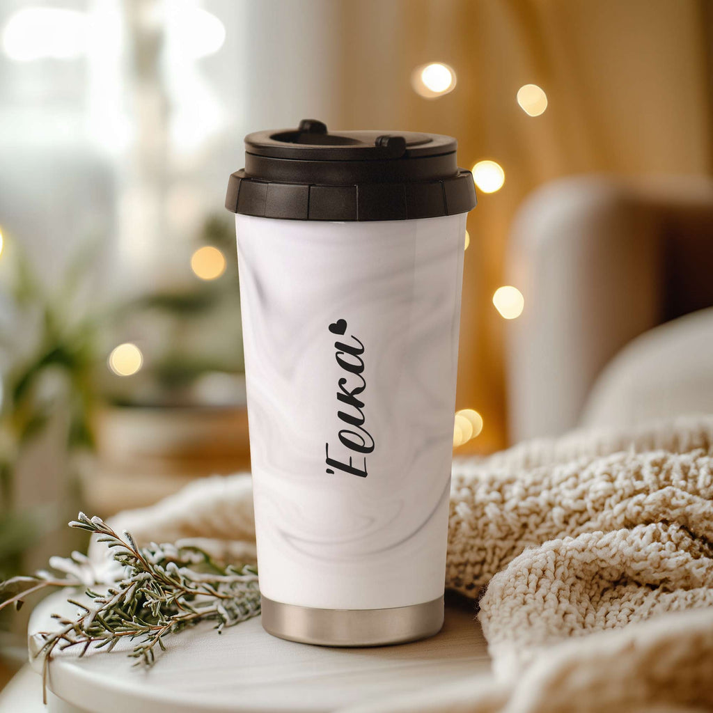 Marble & Name - Stainless Steel Travel Mug - GOTShirts