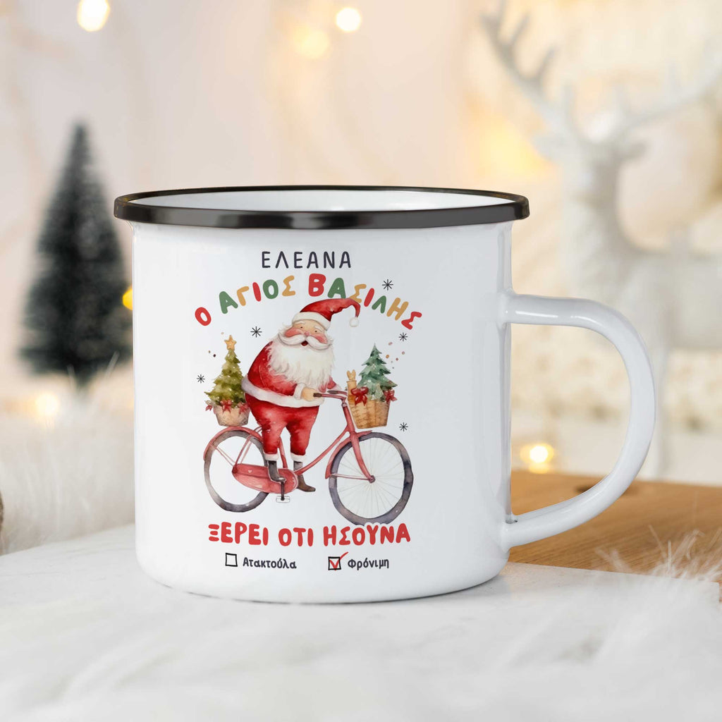 Christmas S/Steel Enamel Mug - Santa's List