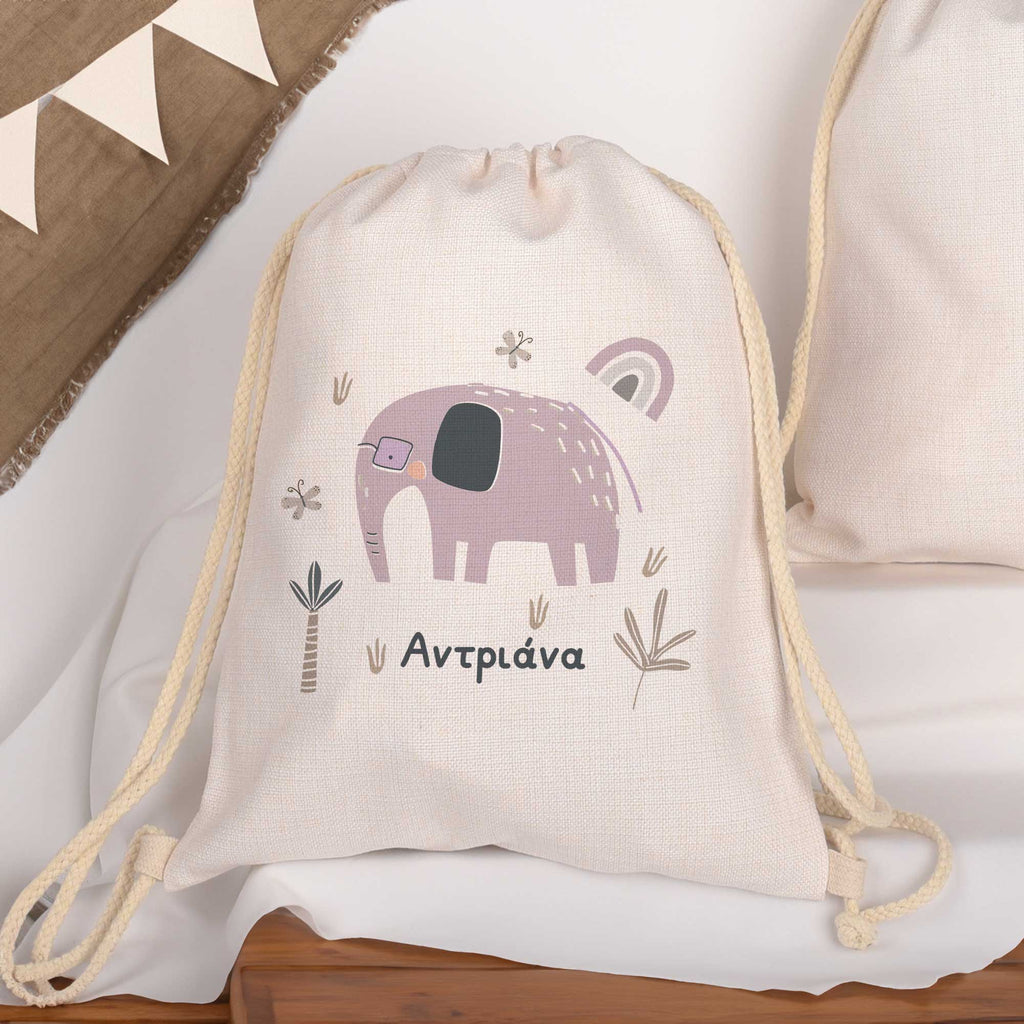 Purple Elephant - Drawstring Bag Linen - GOTShirts