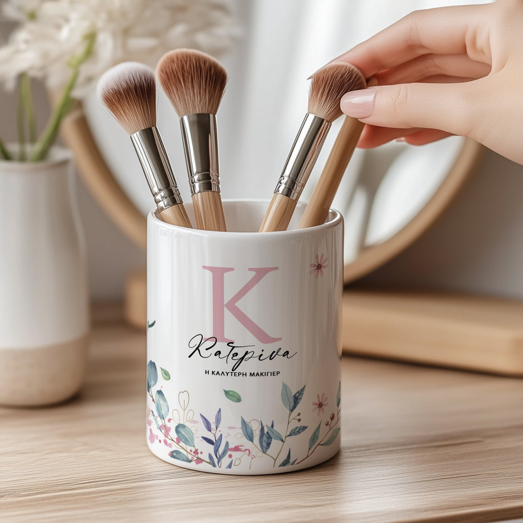 Best Makeup Artist & Capital Letter - Ceramic Make Up Brush Holder - GOTShirts