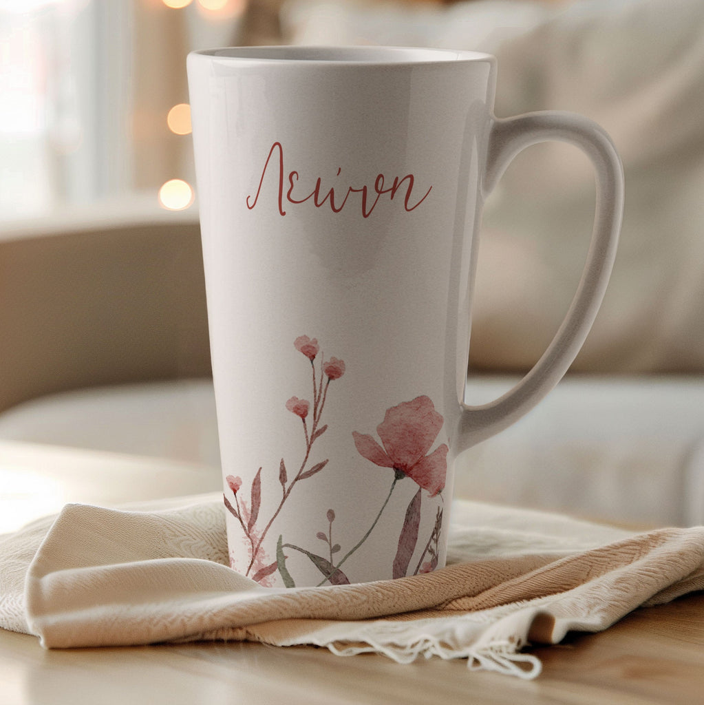 Pink Flowers Pattern Name - Tall Latte Mug - GOTShirts