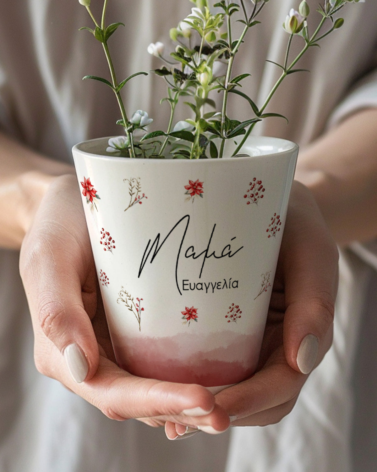 Watercolor Red Flowers - Flower Pot