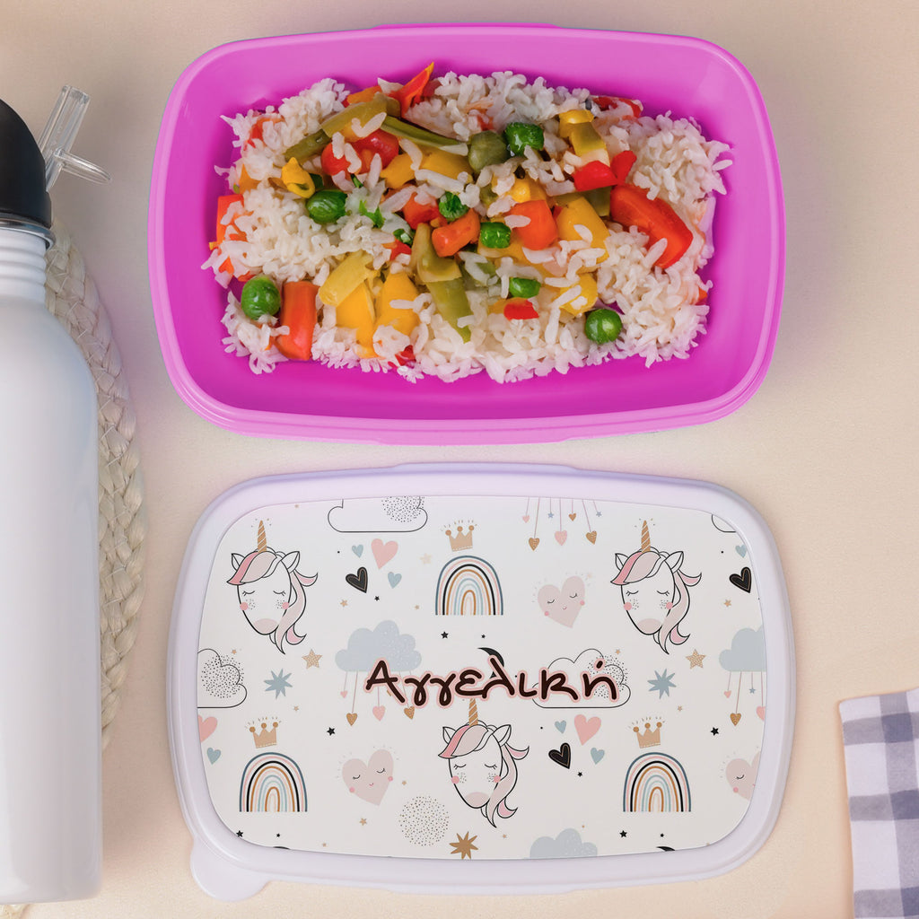 Cute Unicorn Pattern - Plastic Lunch Box