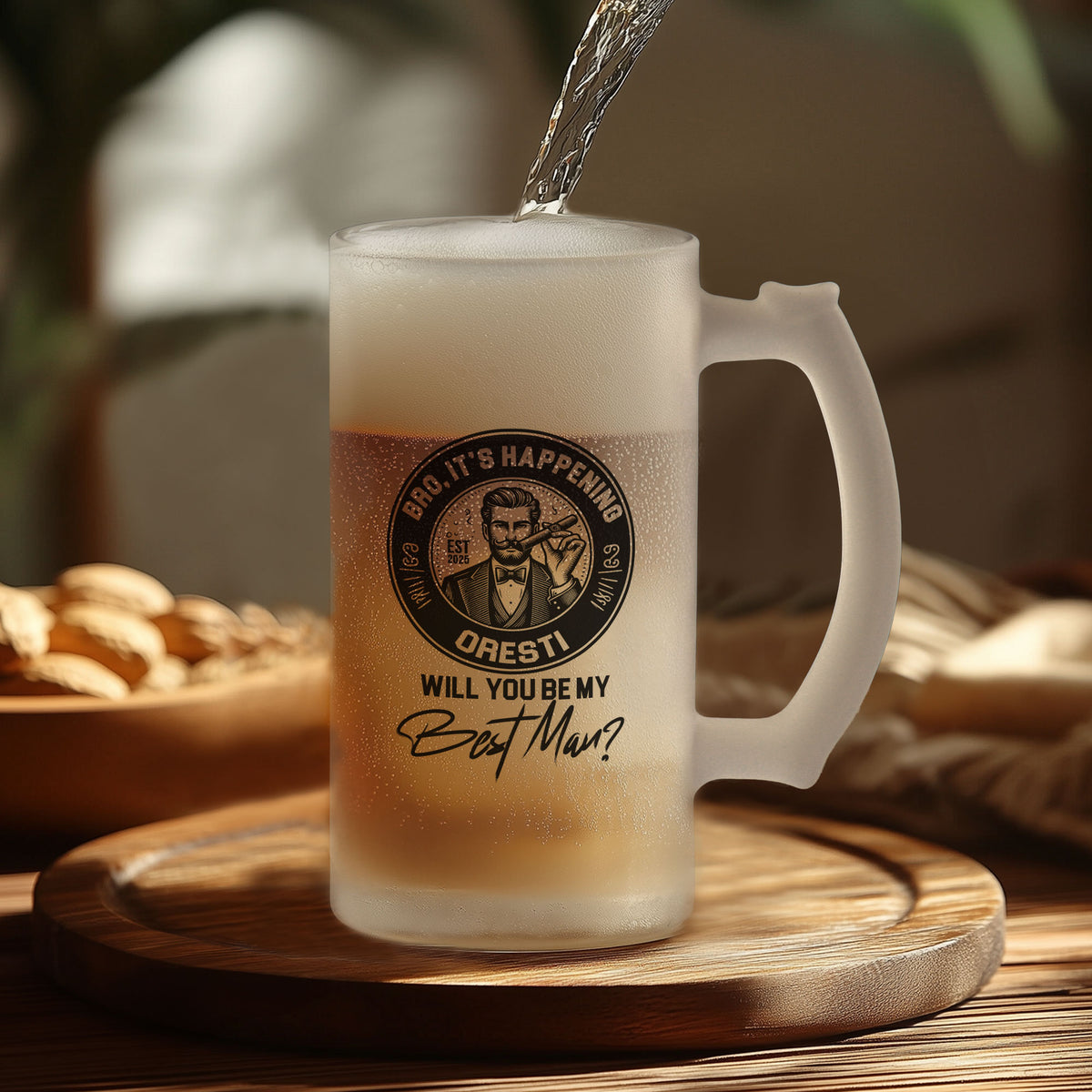 Will You Be My Best Man - Frosted Beer Glass - GOTShirts