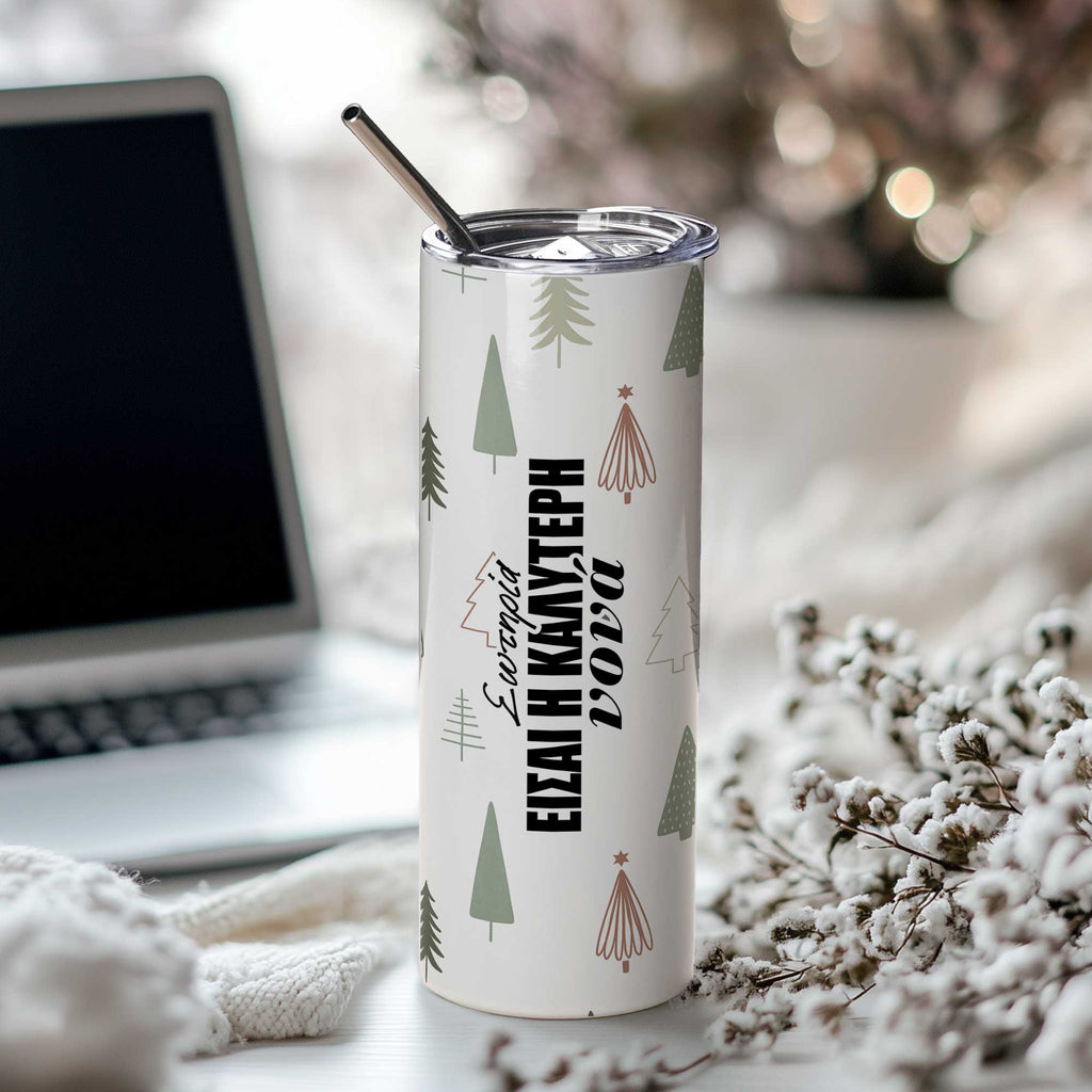 The Best Godmother - Stainless Steel Skinny Tumbler With Straw - GOTShirts