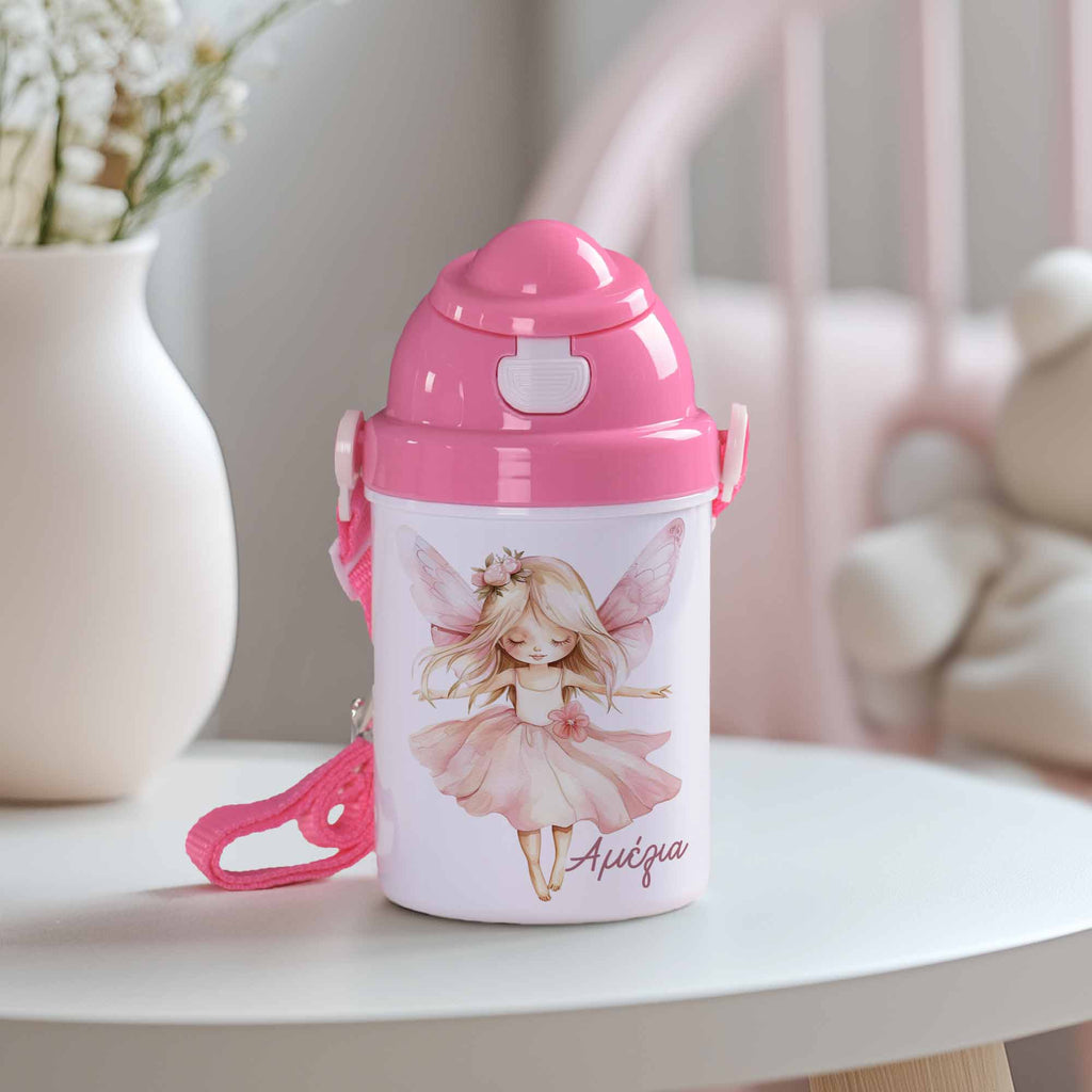 Pink Fairy Ballerina - Plastic Colored Water Bottle - GOTShirts