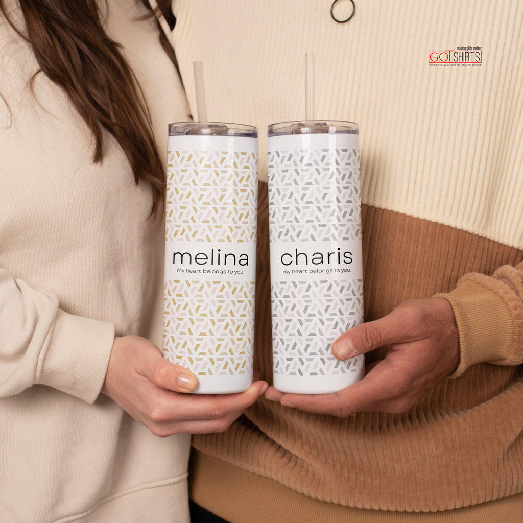 My Heart Belongs To You - Stainless Steel Skinny Tumbler With Straw