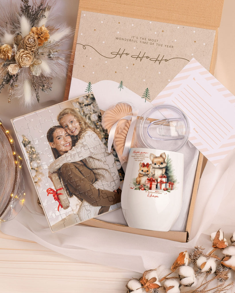 Christmas Fox Godmother - Magnetic Puzzle & Wine Mug Gift Box - GOTShirts