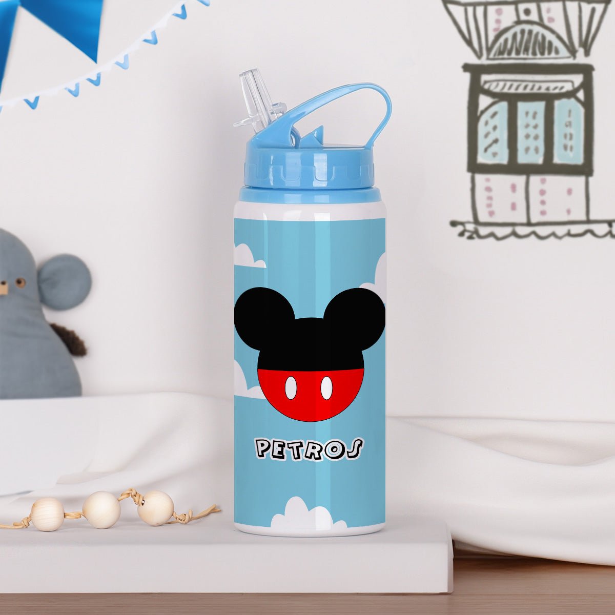 Cute Boy Mouse - Kids Aluminum Bottle 600ml - GOTShirts