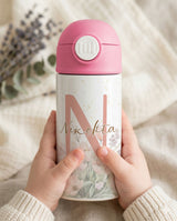 Watercolor Flowers - Double Wall Bottle & Pouch Gift Set