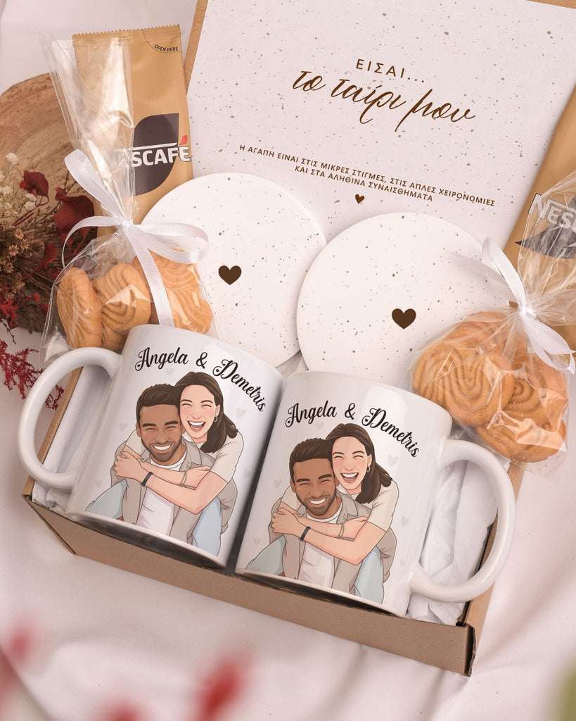Cartoon Couple Names - Ceramic Mug 11oz & Coaster Gift Box - GOTShirts