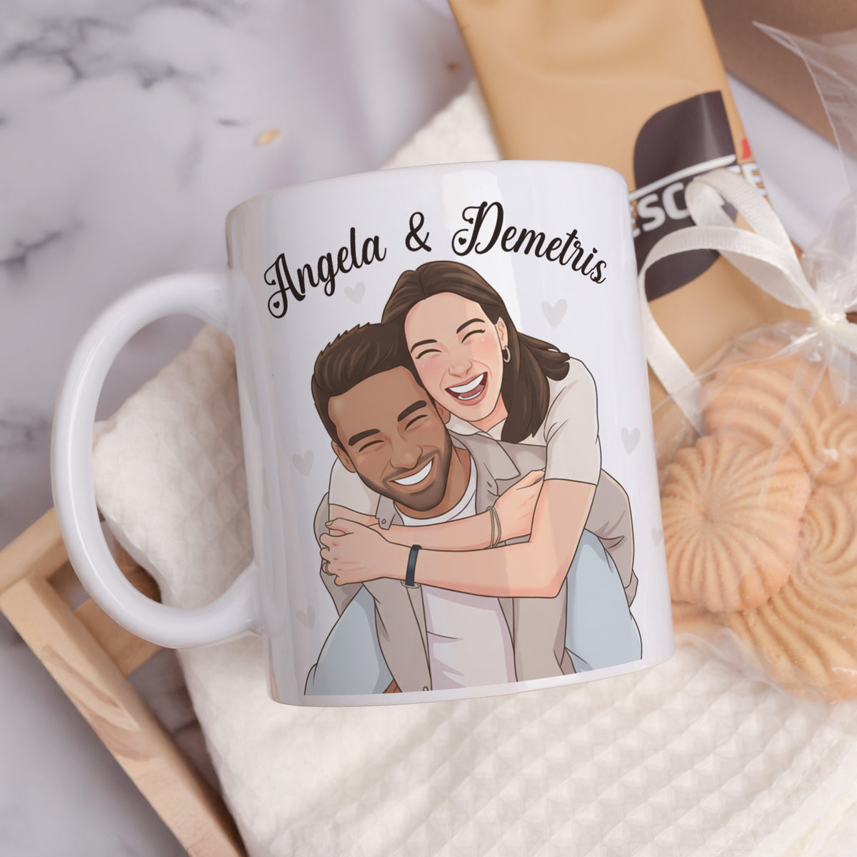 Cartoon Couple Names - Ceramic Mug 11oz & Coaster Gift Box - GOTShirts