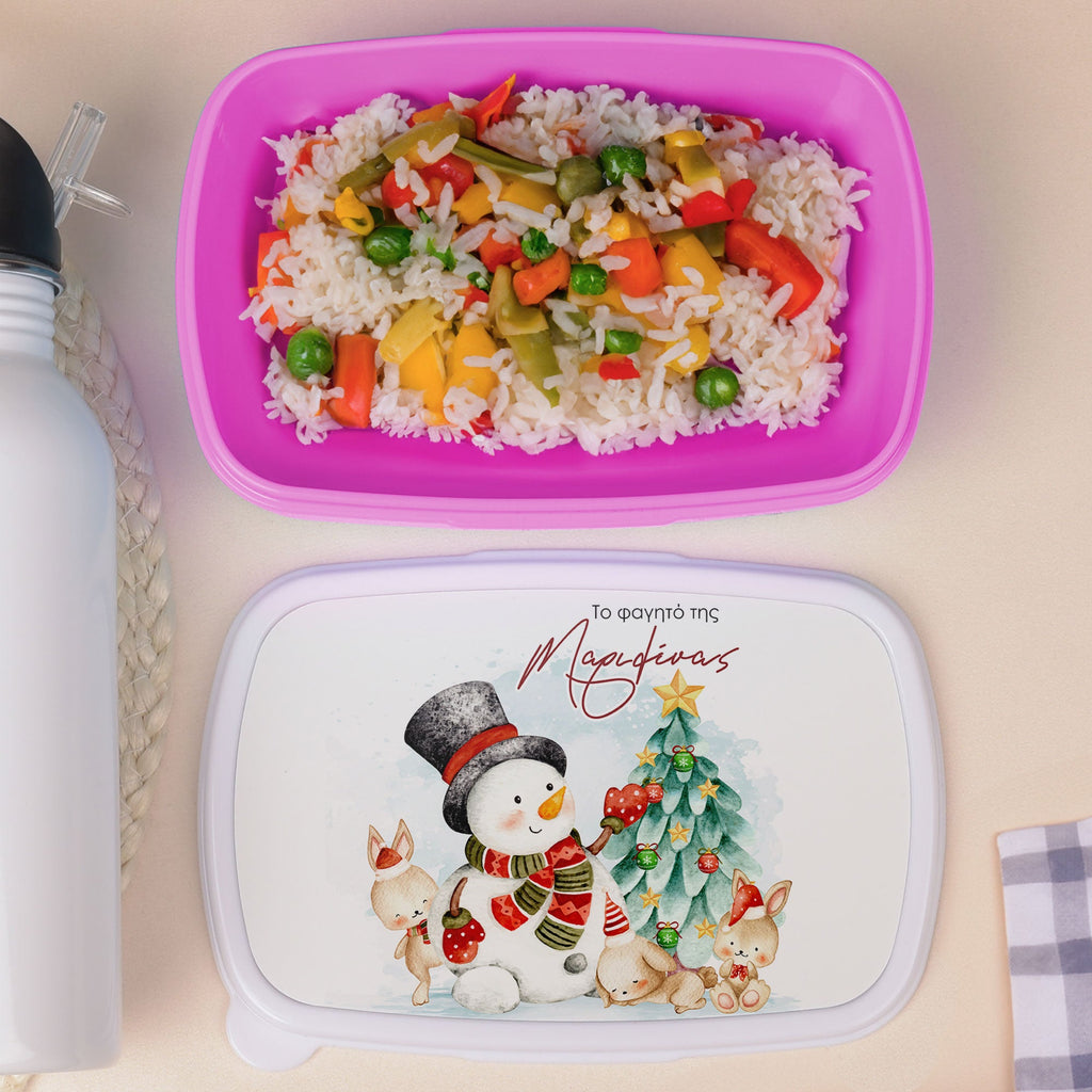 Snowman & Bunnies - Plastic Lunch Box - GOTShirts