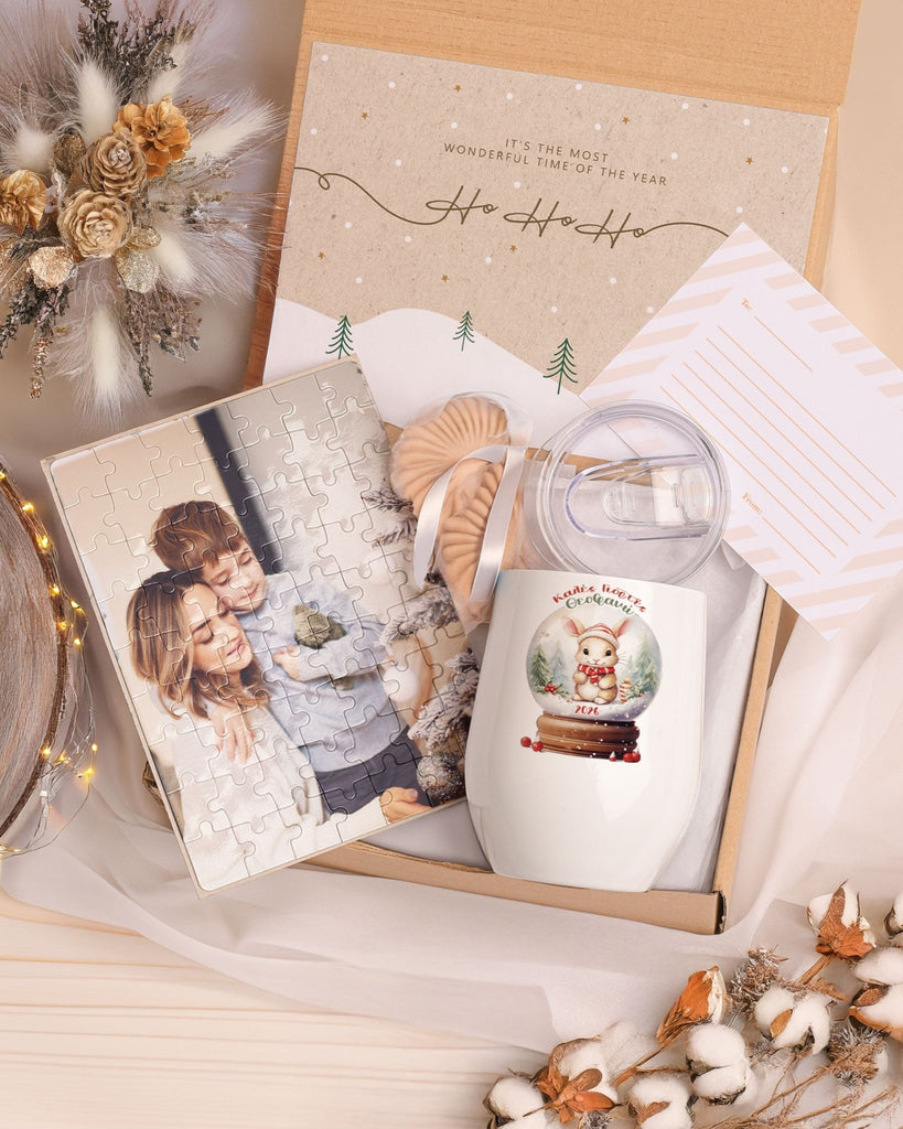 Bunny Snowball - Magnetic Puzzle & Wine Mug Gift Box - GOTShirts