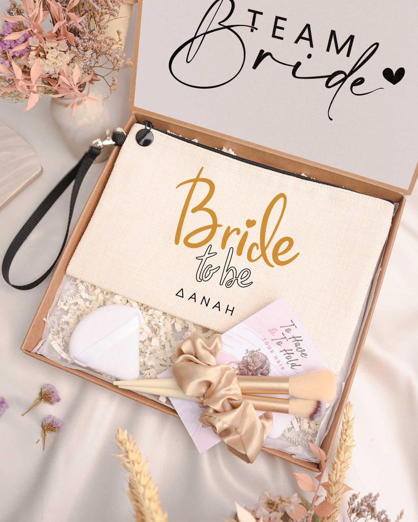 Gold Bride To Be - Makeup Bag Gift Box - GOTShirts