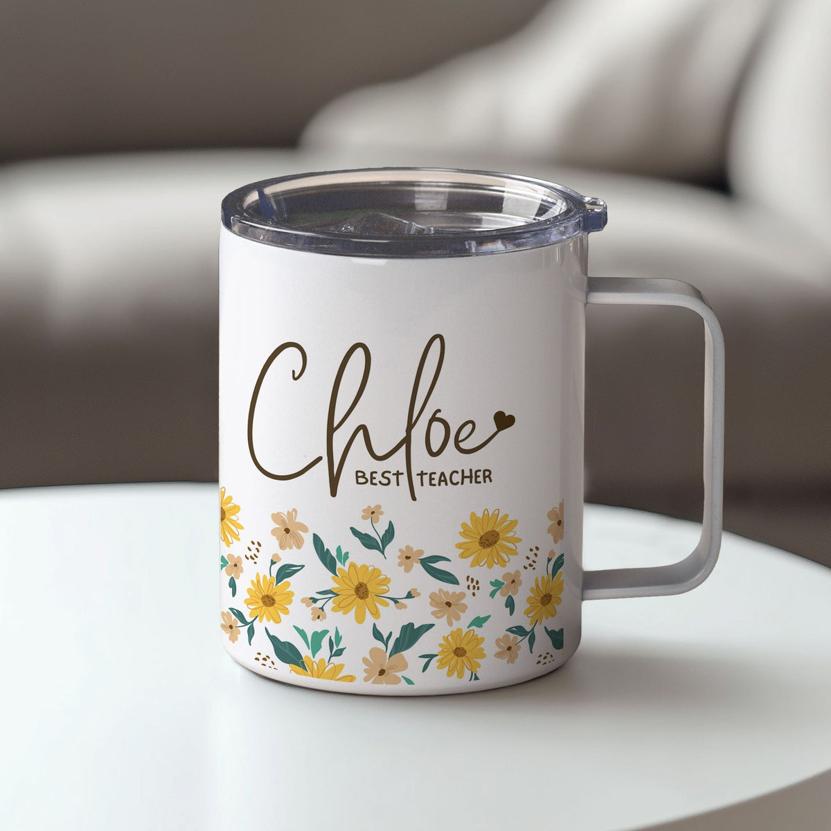 White Stainless Steel Mug With Handle - GOTShirts