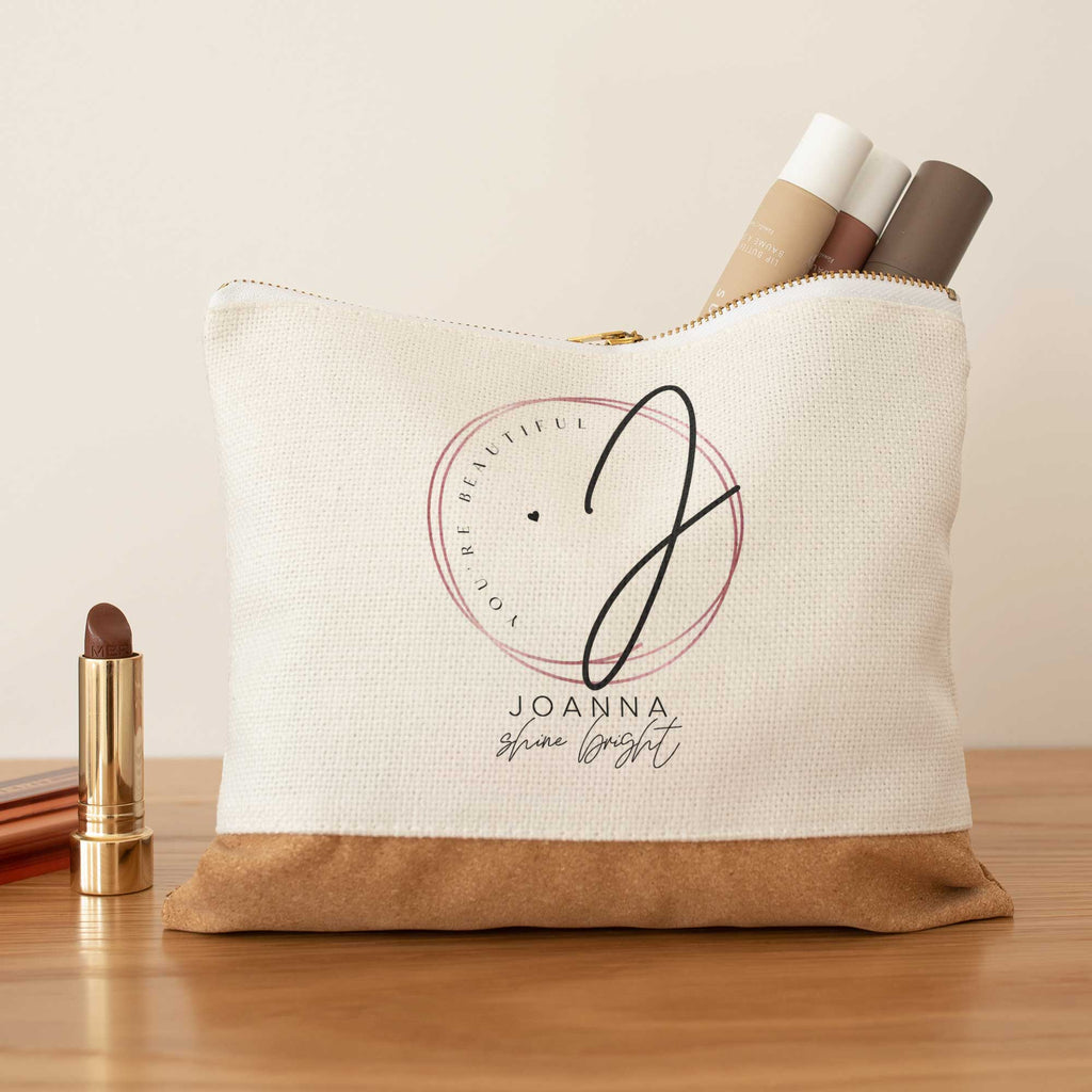 Shine Bright - Linen Makeup Bag With Cork - GOTShirts