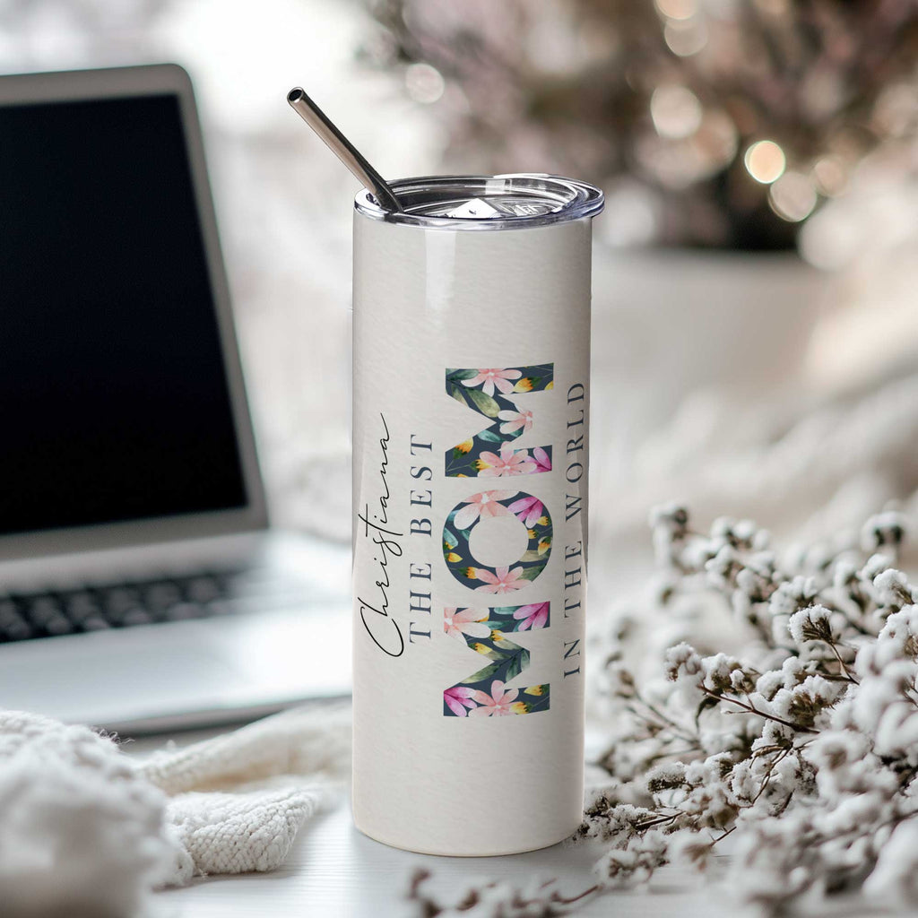 The Best Mom In The World - Stainless Steel Skinny Tumbler With Straw - GOTShirts