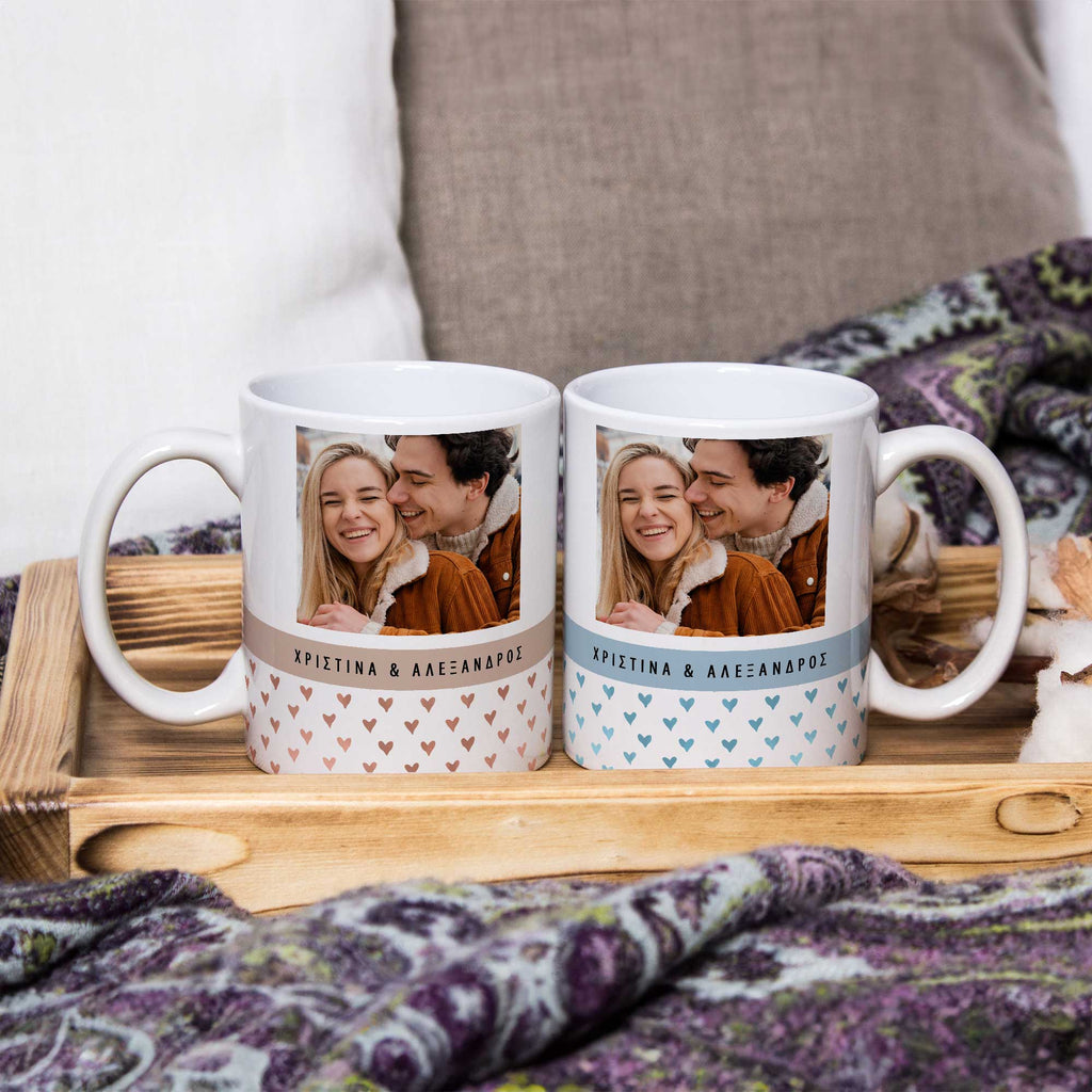 Hearts Pattern - Ceramic Mug 330ml Set Of 2 - GOTShirts