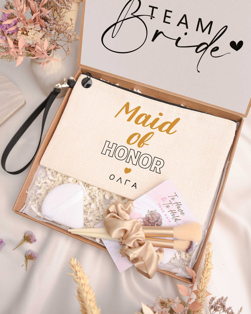 Gold Maid Of Honor - Makeup Bag Gift Box - GOTShirts