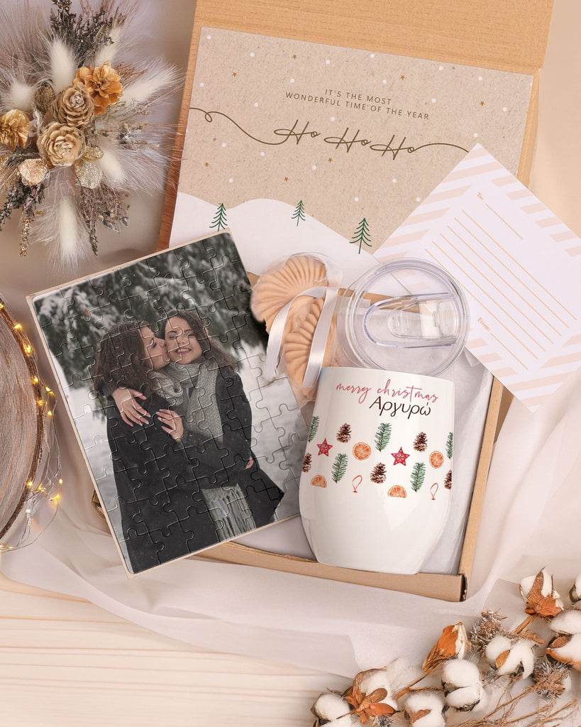 Christmas Pattern - Magnetic Puzzle & Wine Mug Gift Box - GOTShirts