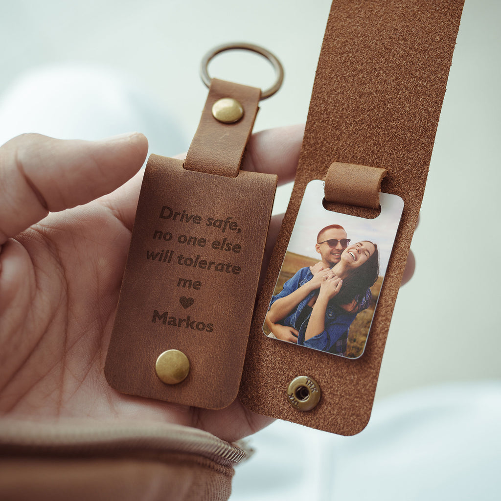 No One Else Will Tolerate Me - Leather Engraved Keyring With Photo Inside - GOTShirts