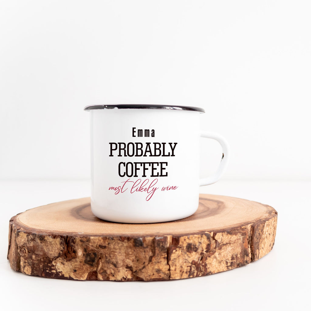 Christmas S/Steel Enamel Mug - Most Likely Wine - GOTShirts
